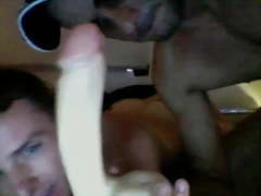 Babe shows some sucking skills & getting fucked by a dildo