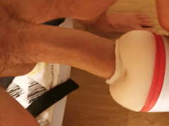 Young boy fuck Fake pussy and he cum inside