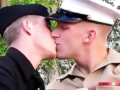 Uniformed army men Josh Williams and Matt Woods suck dicks