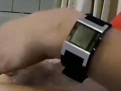 Twinkie went to the bathroom to smoke and stroke solo