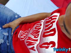 Cute little Asian twink enjoys toying with his cock and feet