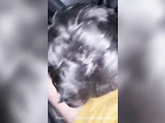 Cruising young college boy sucking married straight Uber driver's cock in the car and swallows cum