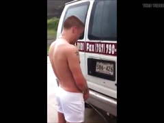 Guys showing or caught by friends