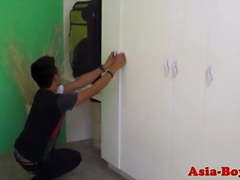 Asian twink caught stealing pays with bareback anal