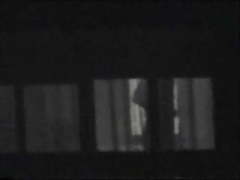 Caught neighbour shadow wank in front of tv spy window
