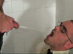 Giving the twink a facial then a golden shower peeing piss